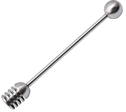 Honey Dipper Stainless Steel Honey Stirrer Spoon Long Handle Honey Spoon Stirrer Mixing Tool for Honey Jam Jar Dispense