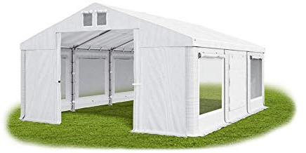 Das Company Tenda per Feste bianco 5x6m con persiane e zanzariere Impermeabile 560 g/m2 PVC Telone Costruzione Winter sul Fondo e Rinforzi Tetto e dell'Ingresso tutto l'anno Tenda da Giardino