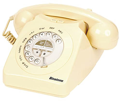Binatone Retro 1971 Corded Telephone, Redial, Telephone Line Powered, Cream