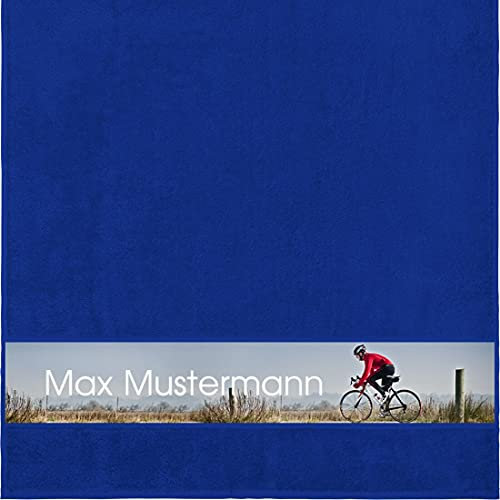 Manutextur Duschtuch mit Namen - personalisiert - Motiv Radsport 5 - viele Farben & Motive - Dusch-Handtuch - Royalblau - Größe 70x140 cm - persönliches Geschenk mit Wunsch-Motiv und Wunsch-Name