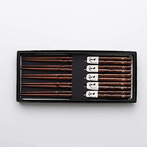 ZHANGDONG Bacchette Cinesi Bacchette Giapponesi Bacchette Sushi 5 Paia di Bacchette di bambù Naturale, Set Regalo di Bacchette Giapponesi per Bacchette di Ramen di Riso con spaghe
