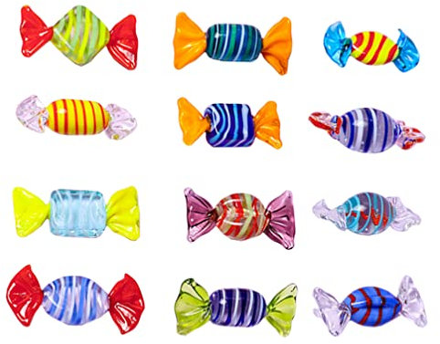 STOBOK Murano Glass Glass Candy Dulces de Murano Vintage Decoraciones Artesanales Artificiales Artificiales para Regalos Home Party Wedding Decoraciones de Navidad 12pcs