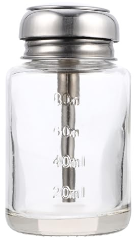 ARTIBETTER 3.5Oz Clear Glass Alcohol Pump Dispenser Bottle with Metal Cap Refillable Press Pump for Nail Polish Remover and Makeup Remover Storage Leak-Proof Portable Container for Home Use