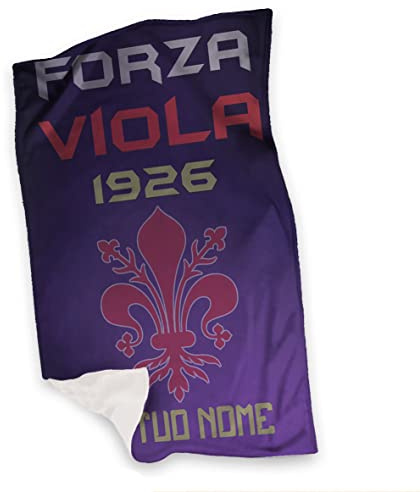 Generico Forza Viola Asciugamano Telo Mare Personalizzabile Con Nome Idea Regalo Compleanno Estate Piscina Vacanze Mare Papà Tifosi Fiorentini Giglio Squadra del Cuore Calcio Italia Pallone 70x100cm