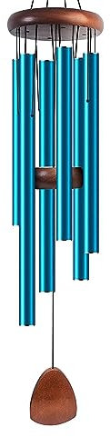 Hixingo Windspiele fur Draußen Hangend, Holz Bambus-Windspiel zum Basteln Aluminiumle Legierung Röhren Klangspiel Wind Chimes für Garten, Hof, Terrasse (Blau,37 Zoll)