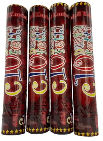 4x Party-Popper je 30 cm. 5m Effekthöhe. Konfetti-Shooter, Konfettibombe, Konfettikanone für Hochzeit, Geburtstag, Feier, Silvester, Private Partys (Herzen)