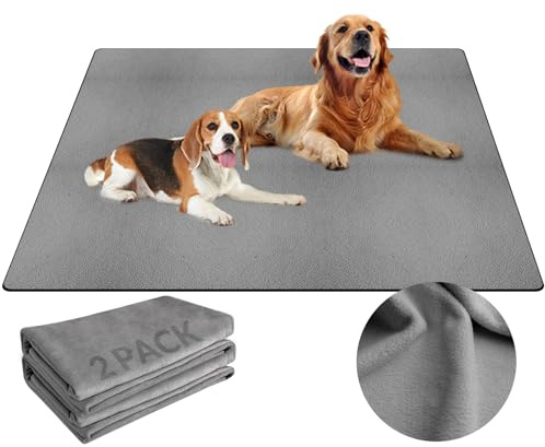 Barpor Waschbare Urinierunterlagen für Hunde: 91x 122 cm-Grau-2 Packungen Dicke-Wiederverwendbare Welpenunterlagen-stark absorbierend-auslaufsicher-kaufest-rutschfeste