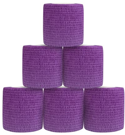 Venda Cohesiva Autoadhesiva 5 cm x 4,5 m, 6 Rollos, Morado | Banda Venda Cinta Vendaje Adhesiva Deportiva Elástica Tape Crossfit Dedos