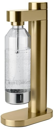 Stelton Brus, gazéificateur d'eau avec bouteille, gazéificateur premium pour eau avec CO2 - Force de pétillance réglable - Design scandinave, laiton brossé