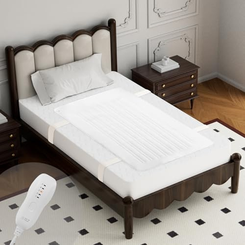 GOTCOZY Heizdecke für Einzelbett, 135 cm x 65 cm, Einzelsteuerung, beheizte Matratzenunterdecke mit 5 Heizstufen und 10 Stunden automatischer Abschaltuhr, maschinenwaschbar, Überhitzungsschutz