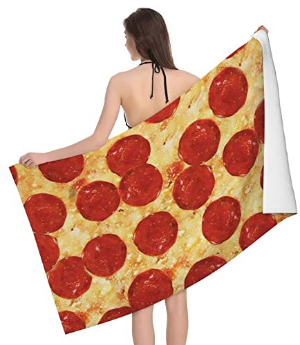 Badetuch Peperoni Pizza Duschtücher Weich Mikrofaser Handtücher Hautfreundlich Pool Badetuch, Für Picknick, Schwimmen, Strand, 80x130cm