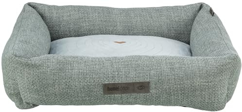 TRIXIE Hundebett Viviana, eckig, mit Samtbezug – 100 x 70 cm, blau/grau | Kuschelig weicher Schlafplatz, waschbar – für große Hunde, integriertes Kissen und rutschfester Boden