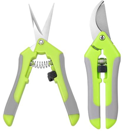 QINGYIWL 2 Stück Gartenschere Klein, Ernteschere mit Feststellgriff, Bonsai Schere, Blumenschere, Trimmschere für Pflanzen, Blumen und Früchte