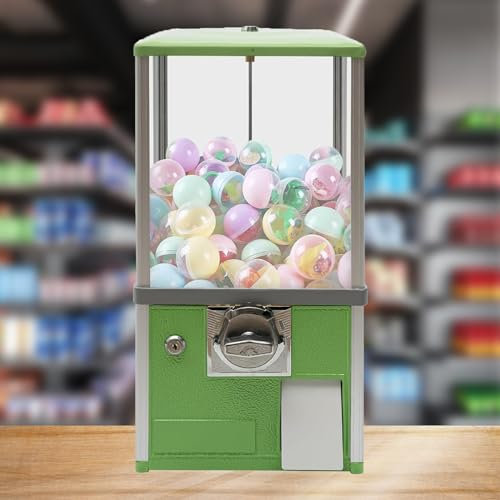 Distributeur automatique commercial, machine à boules de bonbons, petit distributeur automatique, machines à bonbons vintage, machine à prix pour appareils de 4,5 à 5,5 cm de large(Green,1 EUR/One Tim
