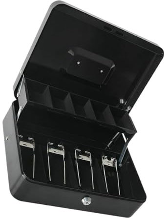 TOGEVAL 4 Fach Cashbox Mit Schlüssel Für Bargeld ünzen Und Banknoten Robuste Cash Container Für Supermärkte Und Geschäfte Multi Grid Geldkassette Für Optimale