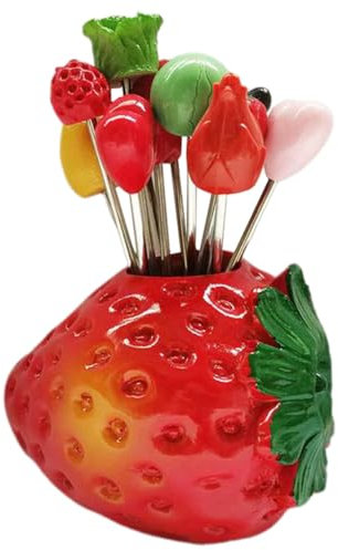 Cabilock Tenedores Para Frutas y Mariscos Mini Con Mango De Metal Diseño De Dibujos Animados Para Casa