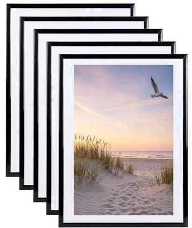 IDEAL TREND 3er 5er 10er Set Bilderrahmen Fotorahmen aus Kunststoff Bilder Foto Posterrahmen Collage AC-6 Wanddeko: Farbe: 5er Pack Schwarz | Format: 40x50