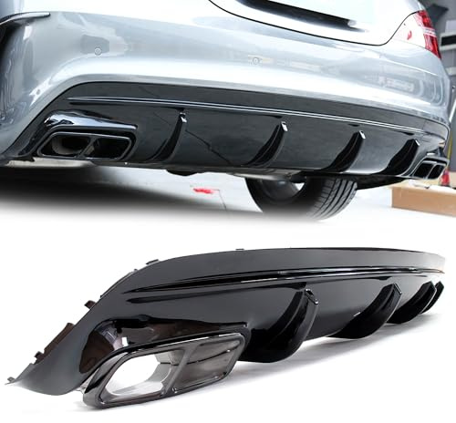 Schwarz Heckdiffusor Diffusor + Auspuffblenden für Mercedes Benz CLA C117 X117 AMG Line CLA45 AMG 2016-2019