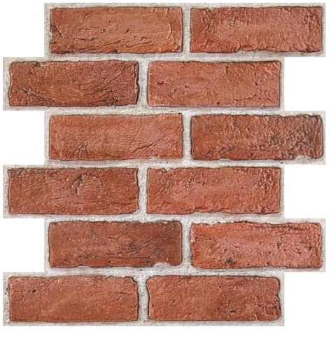 COMSTICKC 3D Faux Brick Panels Self Adhesive Wall Covering, 10 Pcs 12X12 Lightweight Thin PVC Decorative Wall Tiles Fake Brick Wallpaper for Quick DIY Wall Decor,Paintable, Red
