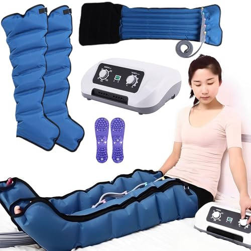 Botas Presoterapia Para Casa Abdomen Y Piernas | Masajeador De Piernas Circulación Presoterapia | Drenaje Linfatico Piernas Máquina De Masaj, Aparato Presoterapia Para Casa (Blue, 2 Legs+1 Waist)