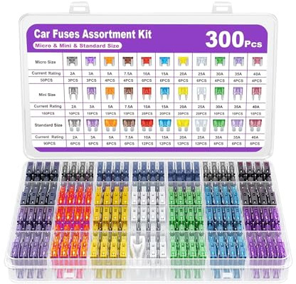 Xibao Fusible Voiture,2A 3A 5A 7.5A 10A 15A 20A 25A 30A 35A 40A Fusible de Sécurité de Voiture,Fusibles Standard pour Auto,Convient aux Voitures, Camions,SUV,VTT,UTV,Camping-cars et Motos (300Pcs)