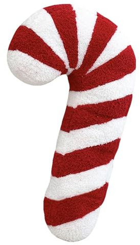 PORUPAEL Weihnachts-Zuckerstangenkissen, 46cm süßes Weihnachts-Zuckerstangen-Sofakissen, weiches Zuckerstangen-Plüschkissen, wiederverwendbares süßes Sofakissen, Weihnachtskissen (Rot)