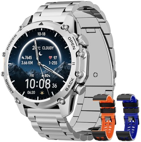 Reloj Inteligente Hombre con Linterna, 1.52 HD Smartwatch Militar con 500 mAh Batería(7-30 días), Relojes Inteligentes Hombre con 110+ Deportivos/Monitor Sueño/Pulsómetro/SpO2 para iOS Android