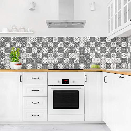 micasia Küchenrückwand selbstklebend Fliesenoptik ohne Bohren fugenlos - Made in Germany - Dekofolie Modern matt Paneel grau Küche Herd Spritzschutz 1037 (50x50cm)