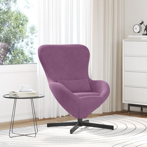 Qnhdfrt Moderner Lila Samt Ergonomischer Sessel Rund Indoor für Wohnzimmer Lounge mit Bequemem Komfort Robustem Metallrahmen und Einfacher Reinigung