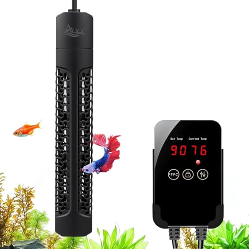 AQQA Aquarium Heizung,300W Tauch Aquarium Heizstab mit Externem LED Thermostat Controller,Einstellbare Heizer für Aquarium,Überhitzungsschutz,für 115-300L Süßwasser Salzwasser