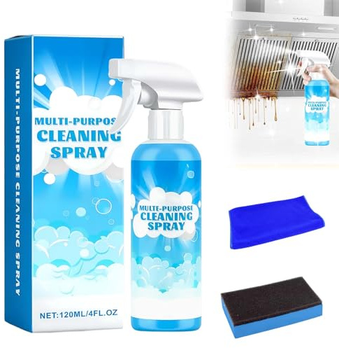 Reiniger für Hartnäckige Flecken, 2025 Neu Duschreiniger gegen Kalkablagerungen, Badezimmer-Entkalker-Spray mit Handtuch Schwamm Powerful Descaling Cleaning Agent Für Bad Glas Waschbecken (1)
