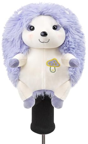 RLOMUTE, copritesta per mazze da golf a forma di animali - Morbide, antipolvere e portatili per driver/fairway/ibrida (1.F.H), divertente regalo per uomini, donne e bambini golfisti - Riccio viola