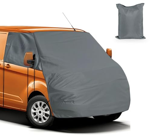 Auto Windschutzscheiben Abdeckung für Ford Transit Custom, 420D Oxford | Abdeckung Frontscheibe Gewebt für Wohnmobil, Blockiert UV Strahlen, Wetterfeste Autoabdeckung Deckt Gesamte Motorhaube
