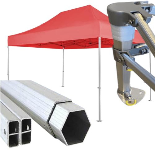 Gazebo certificato IGNIFUGO pieghevole alluminio piantone esagonale 45mm portatile estendibile richiudibile estensibile per fiere eventi stand chiosco tenda tendone (laterali esclusi) (Rosso, 3x4,5m)