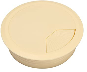 Pasacables de Escritorio, Pasacables for Mesa, aleación de Aluminio, for Escritorio Oficina, Rectangular, con Orificio for pasacables, Puerto Salida Cepillo Negro(80mm Beige)