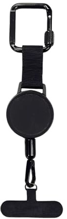 Cordón universal para teléfono móvil, hebilla de cierre a presión y fácil de tirar, antirrobo, apto para smartphones, llaveros y carteras (negro)