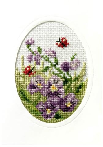 Orchidea ORC.6096, Motiv Stiefmütterchen, Kreuzstich-Set, gummiert, 10,5 x 15 cm