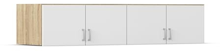 Rauch Möbel Bremen, Aufsatzschrank, Farbe Weiß/Eiche Sonoma, Breite 181 cm | Azufsatz für Kleiderschränke der Serie Bremen, 4-türig, für zusätzlichen Stauraum