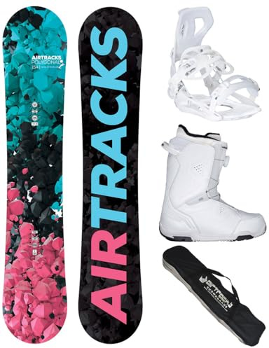Airtracks Damen Snowboard-Set Polygonal Hybrid Rocker + Bindung Master W Fastec + Boots + Sb Bag 138 144 147 154 cm