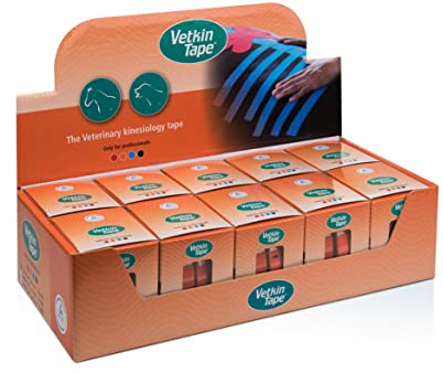 VetkinTape Displaybox | 20 Kinesiotape Rollen für Tiere (3cm x 5 m) | Kinesiologie Tape für Pferde und Hunde | Kinesiotapes für Tierärztliche Zwecke | Orange