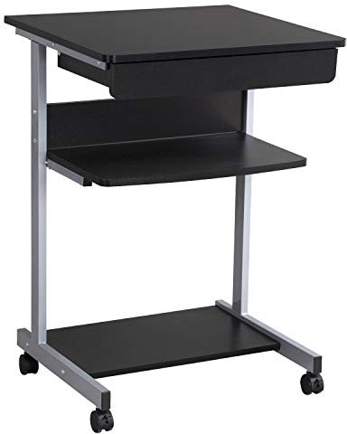 Yaheetech Computertisch Schreibtisch PC Tisch Schublade mit 4 Rollen ca. 56 x 51 x 79 cm schwarz