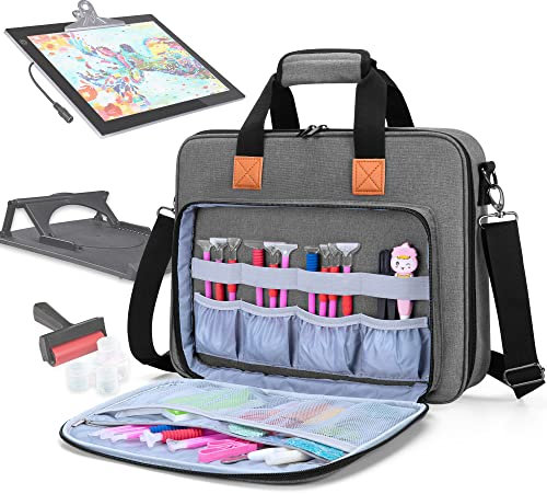Luxja Sac de Transport pour Tablette Lumineuse A4 et Outils de Peinture de Diamant, Sac de Rangement pour Diamond Painting Accessoires et Tablette Lumineuse (pour Tablette Lumineuse A4), Gris