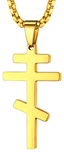 FaithHeart Kristet halsband för män, personligt ryskortodoxt korshänge, i rostfritt stål, krucifix, halsberlock, Jesus Kristus-smycke, religiös gåva