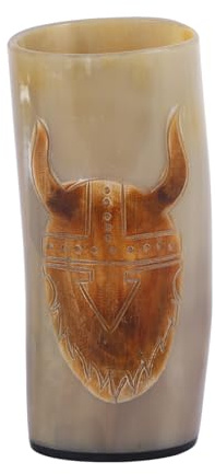 Handicrafts Home Taza vikinga de cuerno de 6 pulgadas, para cerveza, vino, refrescos, jarras de hidromiel medievales (6 pulgadas, artesanía de calavera)
