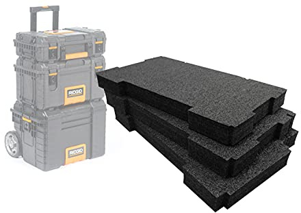 Shadow Foam Easy Peel – Foam Inserts for the Ridgid Toolbox Pro System [Black 50mm Triple Pack] For Ridgid Pro Tool Organiser, Pro Tool Box & Pro Mobile Tool Cart – Full System | Tool Organisation