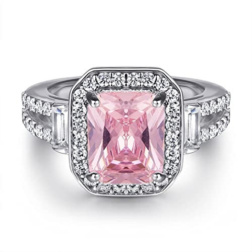 Banemi Frauen Ring Echt Silber, Ringe für Hochzeit mit Vier-Klauen-Einlage Zirkonia Geburtstagsgeschenk Größe 54 (17.2)