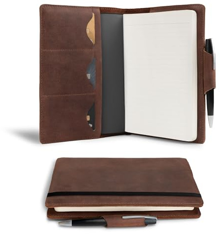 Leather Worx, LEUCHTTURM A5 Heftumschlag mit Kartenfächern, handgefertigt aus Vollnarbenleder (Notizbuch nicht im Lieferumfang enthalten), stabil, perfekt zum Aufbewahren von Tagebuch, edler,
