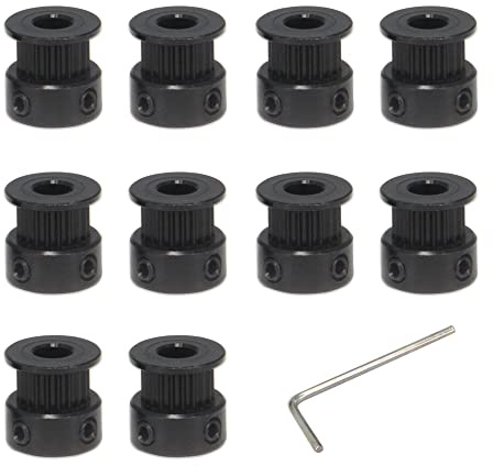 Befenybay 10 Stück Schwarz 2GT Synchronrad 20 Zähne 6,35 mm Bohrungsbreite 6 mm Riemen Aluminium-Zahnriemenscheibe für 3D-Drucker (20T-6.35B-Schwarz)