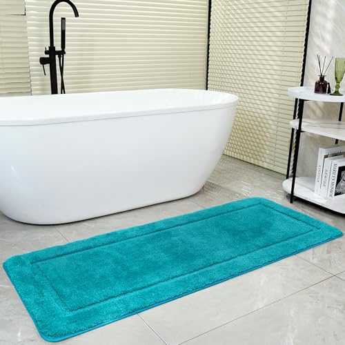 SOANNY Tapis de Bain Microfibre Lavable Antidérapant 60x150 cm, Turquoise