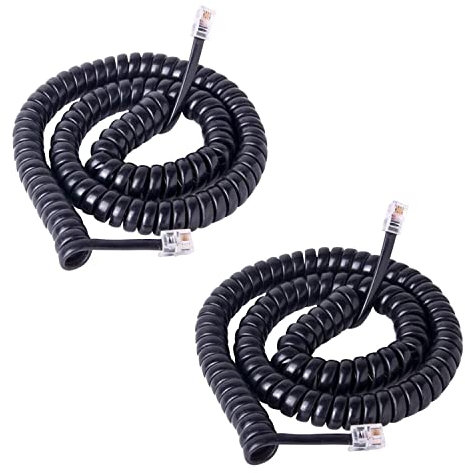 FUSHUI Telefon Spiralkabel 4m,2 pack Spiralkabel Telefonhörer, Spiralkabel Telefon Schwarzes Rj9 360 ° Anti-Tangle Schwenken Telefonkabel,Rj9 4p4c Gilt für Telefonzubehör für Familientelefone